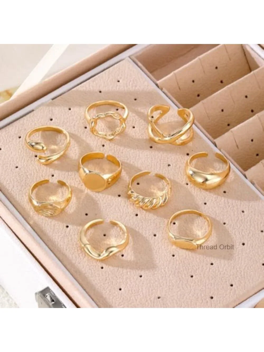 9PCS Gold Plated Stackable Rings Set Adjustable Hypoallergenic